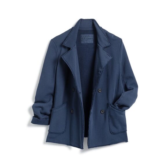 Frank & Eileen Belfast Sweatshirt Peacoat Women’s Medium Navy Triple Fleece Coat - Picture 1 of 6